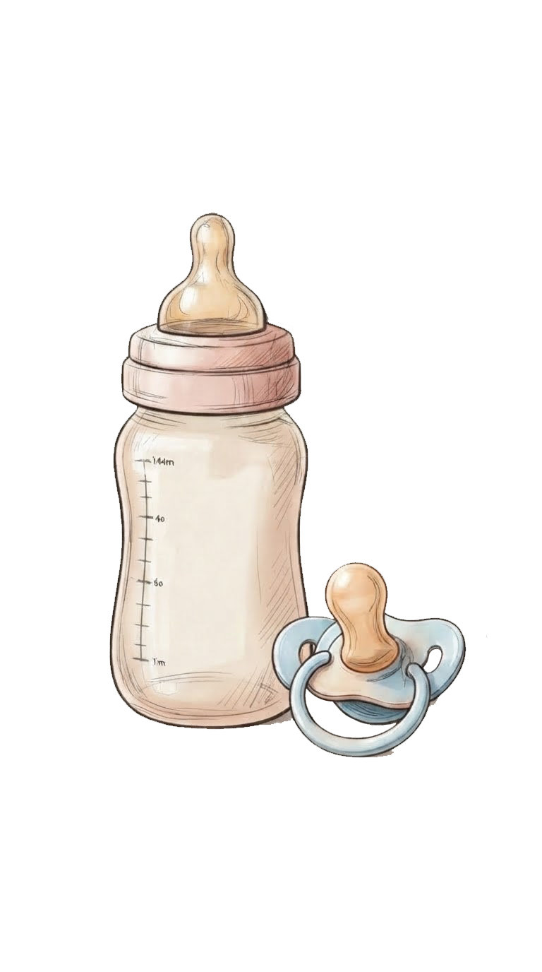 Ilustração de mamadeira e chupeta